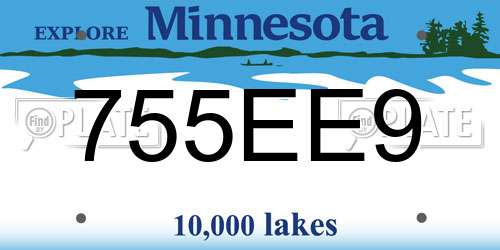755EE9 Minnesota License Plate