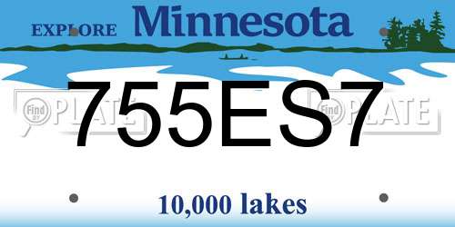 755ES7 Minnesota License Plate