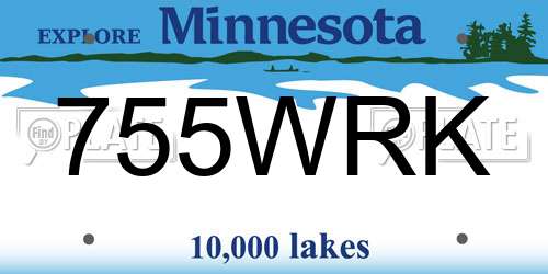 755WRK Minnesota License Plate