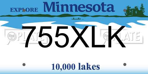 755XLK Minnesota License Plate
