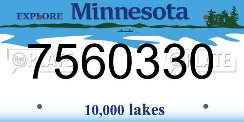 7560330 Minnesota License Plate