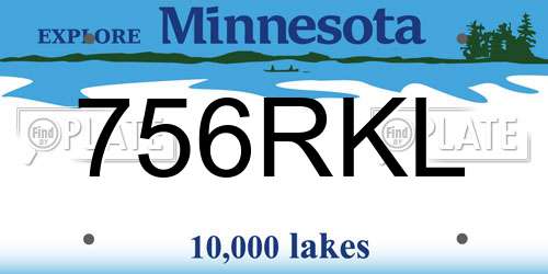 756RKL Minnesota License Plate