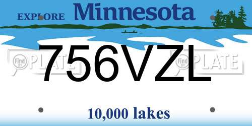 756VZL Minnesota License Plate