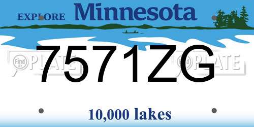 7571ZG Minnesota License Plate