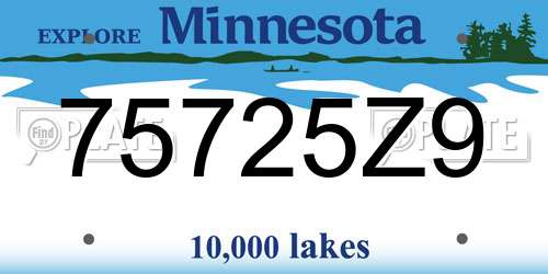 75725Z9 Minnesota License Plate