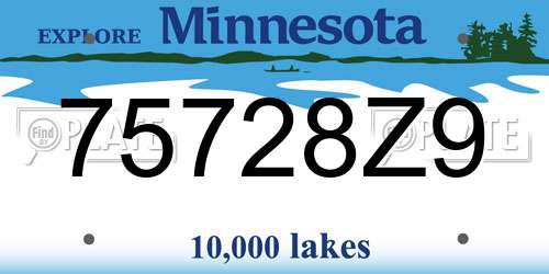 75728Z9 Minnesota License Plate