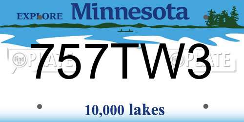757TW3 Minnesota License Plate