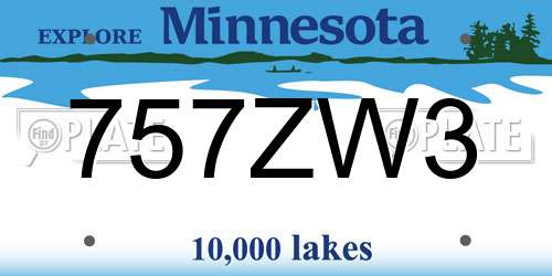757ZW3 Minnesota License Plate