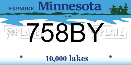 758BY Minnesota License Plate