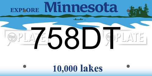 758DT Minnesota License Plate