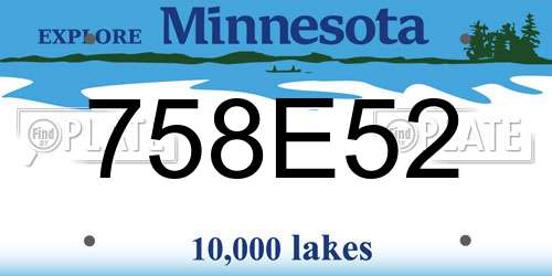 758E52 Minnesota License Plate