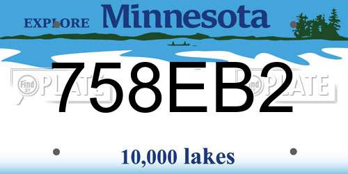 758EB2 Minnesota License Plate
