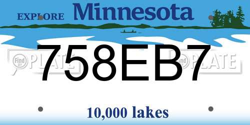 758EB7 Minnesota License Plate
