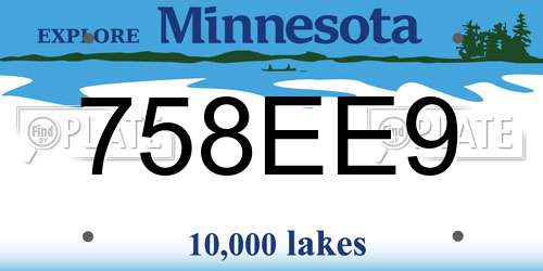 758EE9 Minnesota License Plate