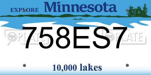 758ES7 Minnesota License Plate