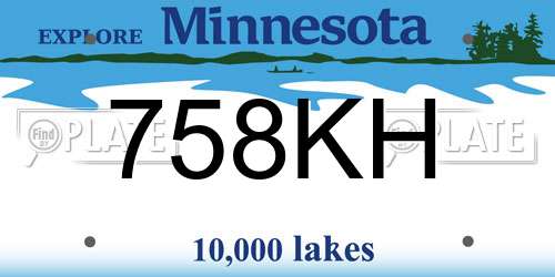 758KH Minnesota License Plate