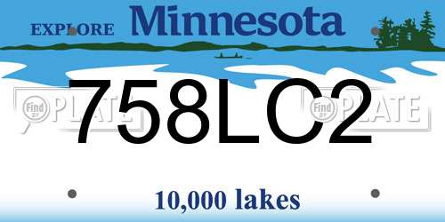 758LC2 Minnesota License Plate