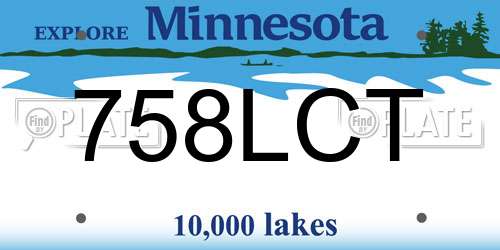 758LCT Minnesota License Plate