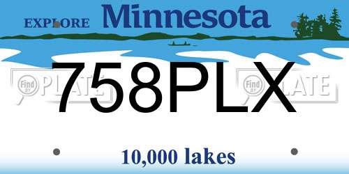 758PLX Minnesota License Plate