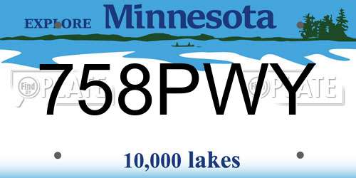 758PWY Minnesota License Plate