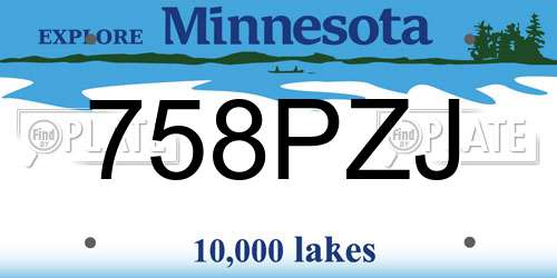 758PZJ Minnesota License Plate