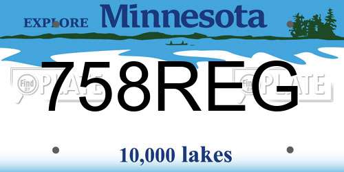 758REG Minnesota License Plate