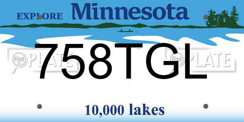 758TGL Minnesota License Plate