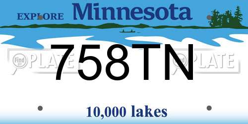 758TN Minnesota License Plate