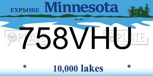 758VHU Minnesota License Plate