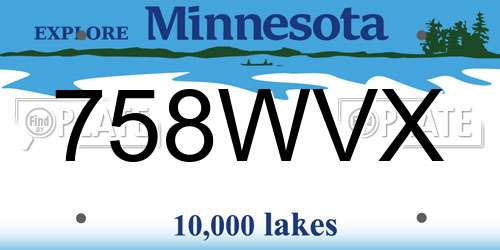 758WVX Minnesota License Plate