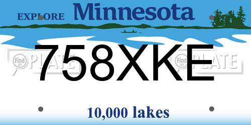 758XKE Minnesota License Plate