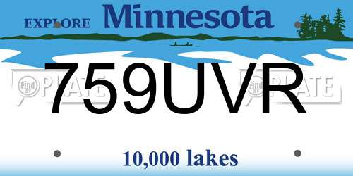 759UVR Minnesota License Plate