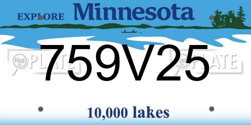 759V25 Minnesota License Plate