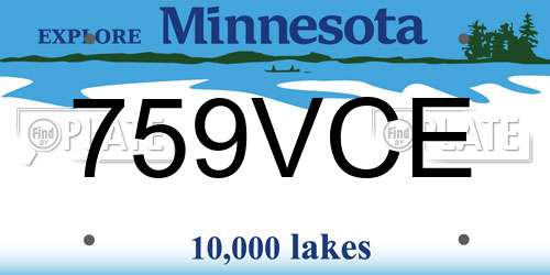 759VCE Minnesota License Plate