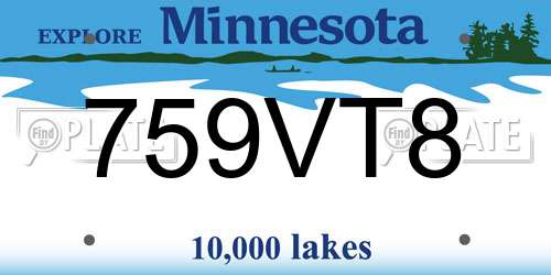 759VT8 Minnesota License Plate