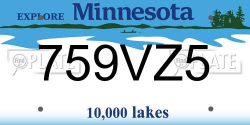 759VZ5 Minnesota License Plate