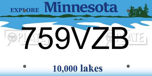 759VZB Minnesota License Plate