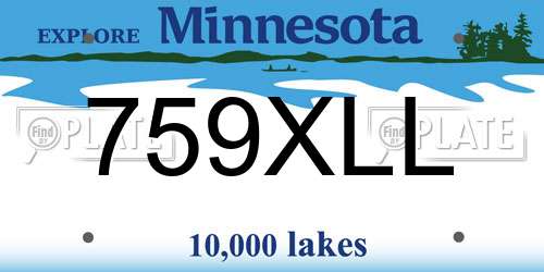 759XLL Minnesota License Plate