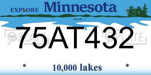 75AT432 Minnesota License Plate