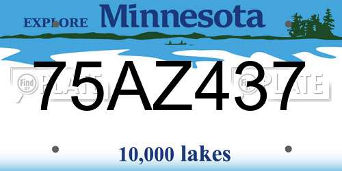 75AZ437 Minnesota License Plate