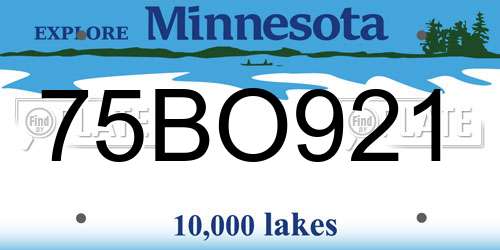 75BO921 Minnesota License Plate