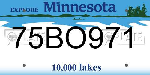 75BO971 Minnesota License Plate