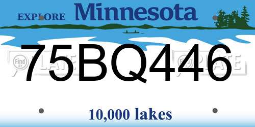 75BQ446 Minnesota License Plate