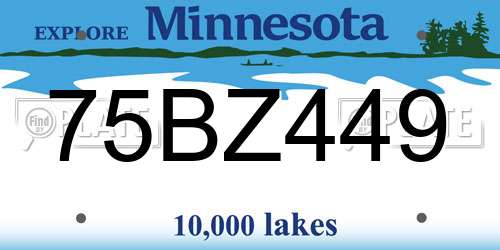 75BZ449 Minnesota License Plate
