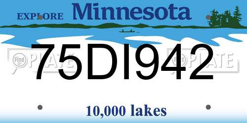 75DI942 Minnesota License Plate
