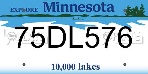75DL576 Minnesota License Plate