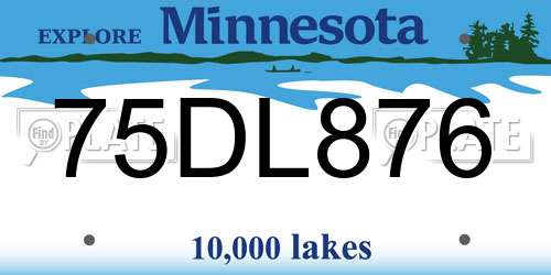 75DL876 Minnesota License Plate