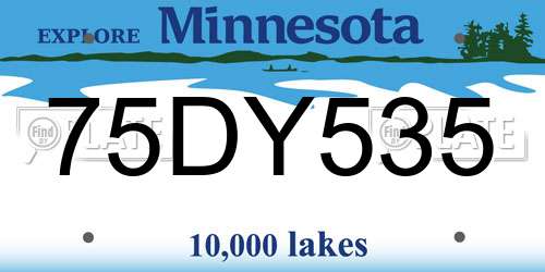 75DY535 Minnesota License Plate