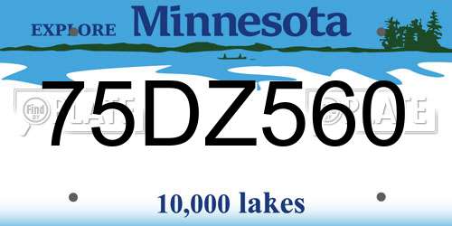 75DZ560 Minnesota License Plate