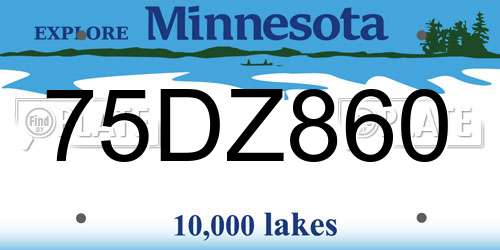 75DZ860 Minnesota License Plate